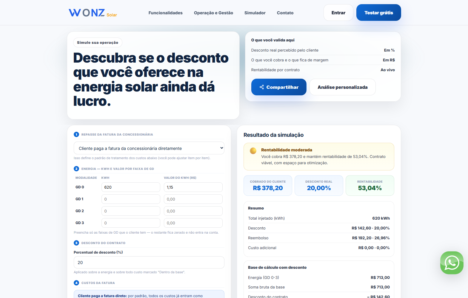 Tela do simulador